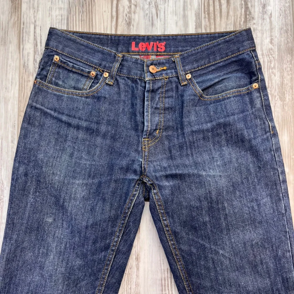 Levis 523 Classic Straight Leg Jeans Mens 32 Dark Wash Indigo Button Fly